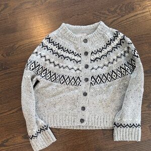 Jcrew XS Gray Fair Isle Button-Up Sweater Cardigan